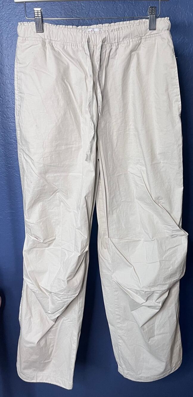 Vanilla Star Lightweight Pants Beige Pull On Drawstring Wide Leg / Jogger Small